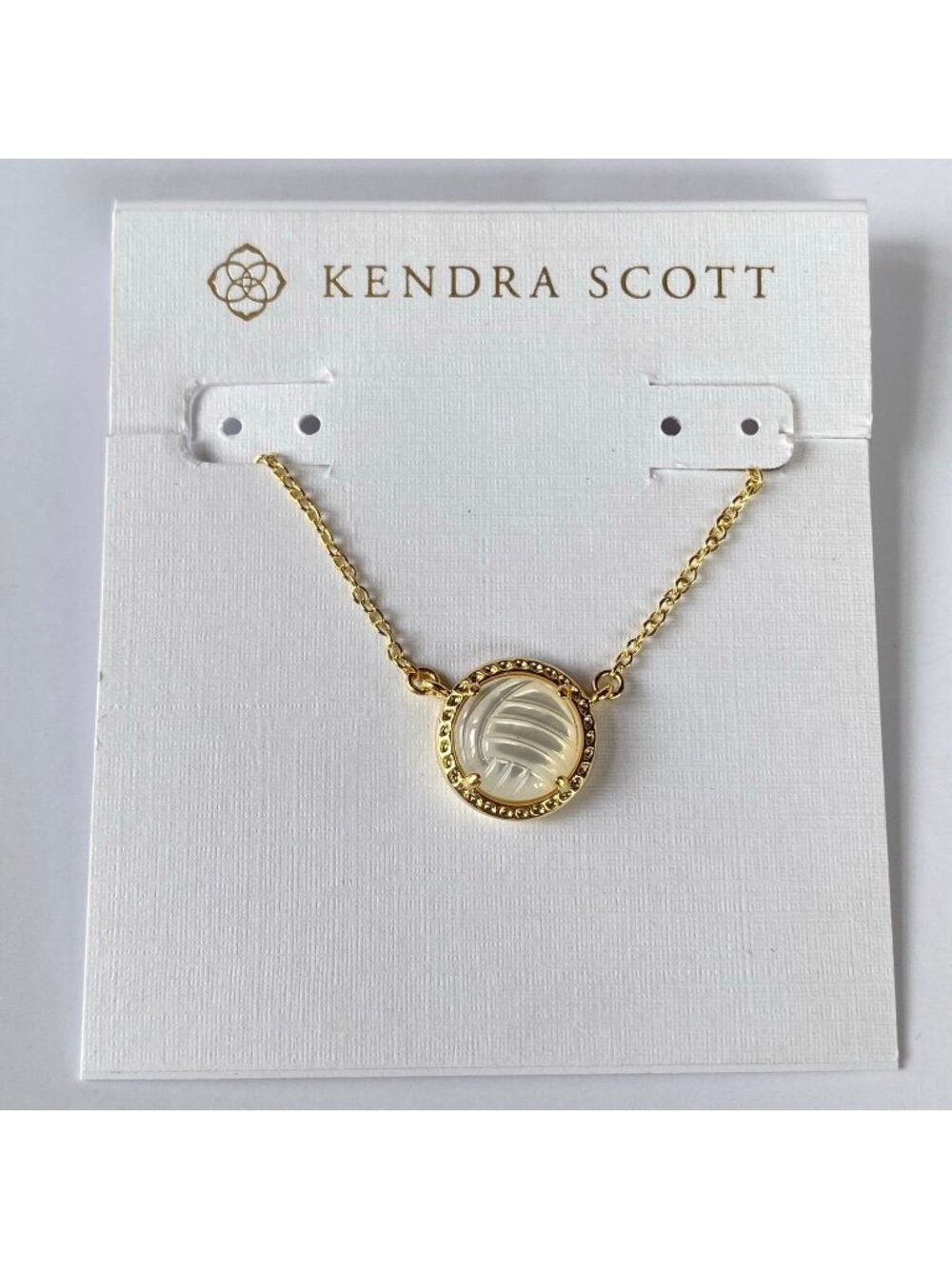 Kendra Scott Volleyball Gold White Mother-of-Pearl Necklace